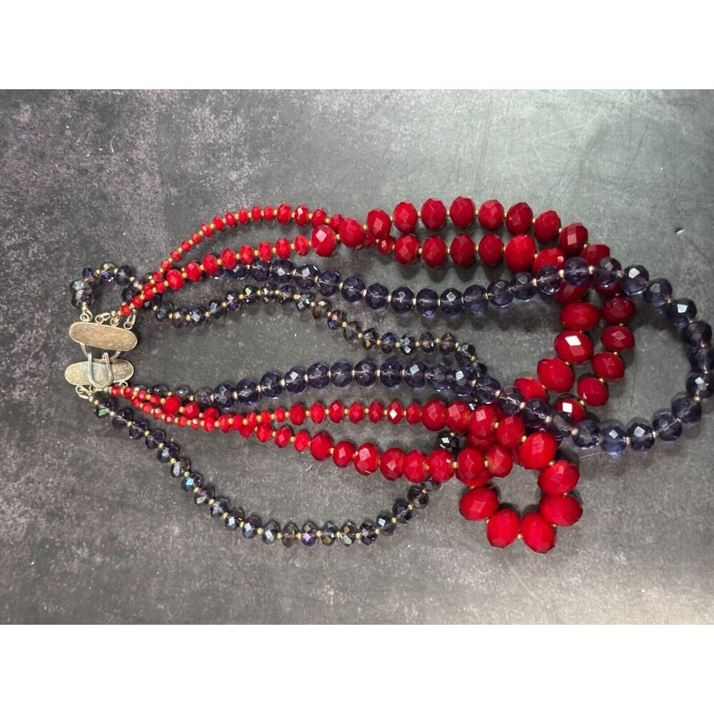 Vintage Red Purple Czech Glass Beaded Sterling Silver Necklace and Bracelet - Picture 7 of 8